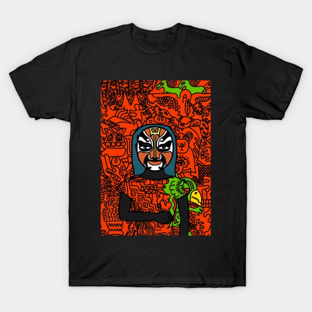 Unleash the Gangster Vibes: NFT Character - FemaleMask Doodle Al Capone Edition on TeePublic T-Shirt by Hashed Art